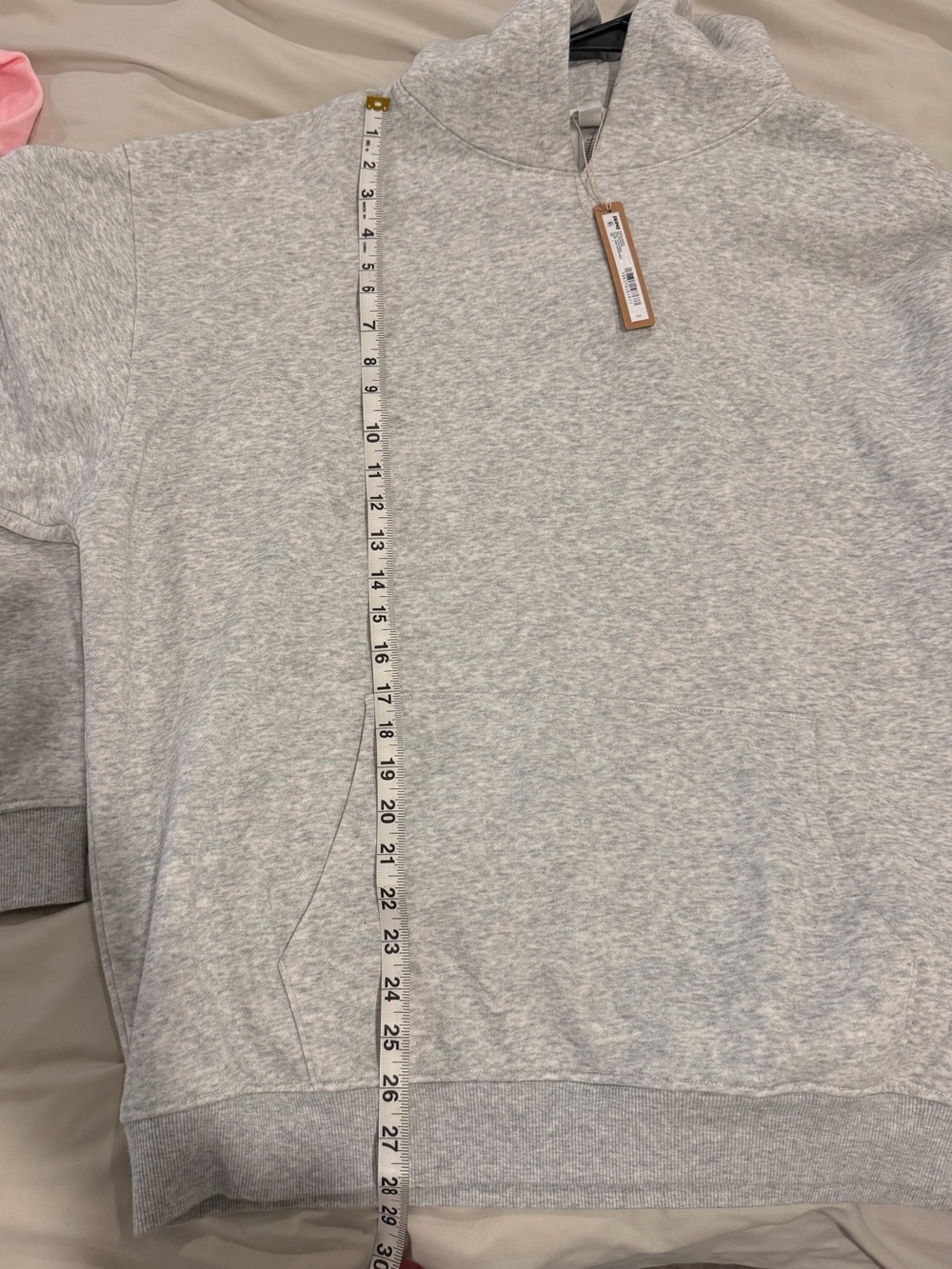 SKIMS Light Heather Gray Hooded Pullover Sweatshirt - Relaxed Hoodie - Picture 4 of 4